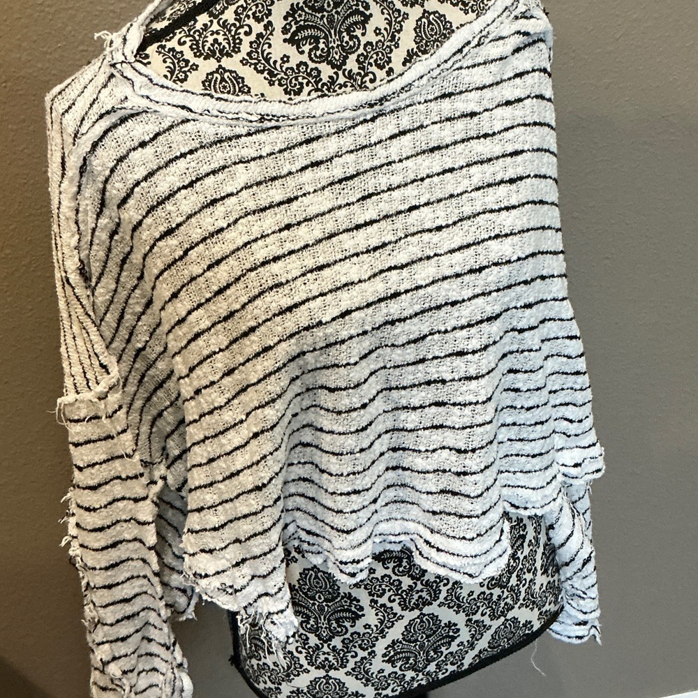 We The Free Black and White Striped Crop Top Size Small